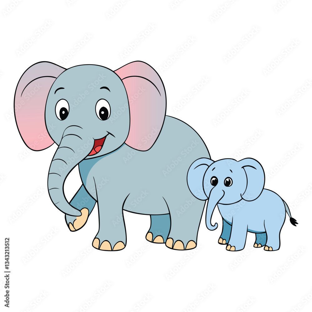 A heartwarming scene of a mother elephant gently guiding her baby, symbolizing love, protection, and family bonds. Perfect for nature-themed designs or children's products. A heartwarming scene of a mother elephant gently guiding her baby, symbolizing love, protection, and family bonds. Perfect for nature-themed designs or children's products.