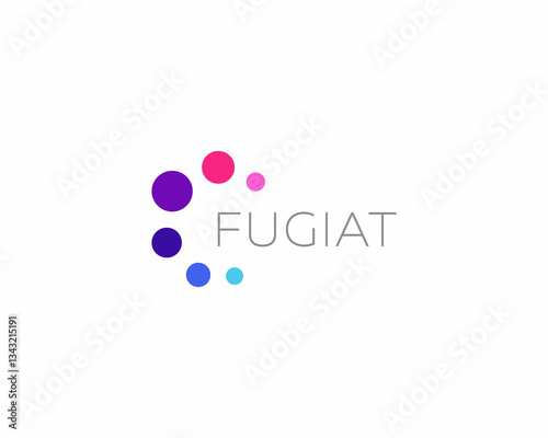 Abstract logo from isolated colorful dots or circles. Creative atom science sign. Universal technology energy concept.  illustration.