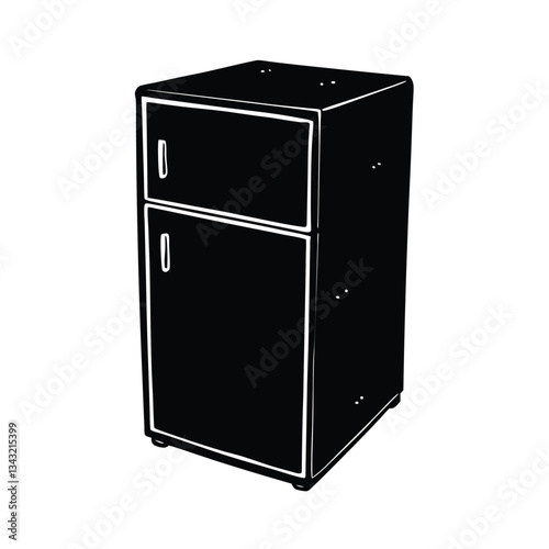 retro refrigerator isolated on white