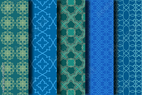 Collection Islamic Pattern Background, Arabic Pattern Bakcground, Islamic Muslim Pattern, abstract seamless pattern