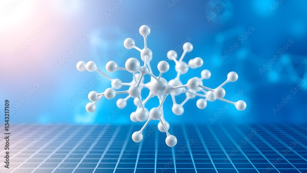 Fototapeta premium 152879 3d illustration of molecule model. Science background wit. Ai generated.