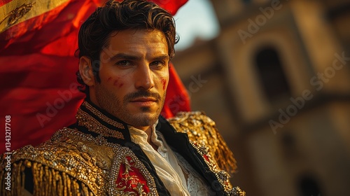 Matador with makeup in ceremonial clothing