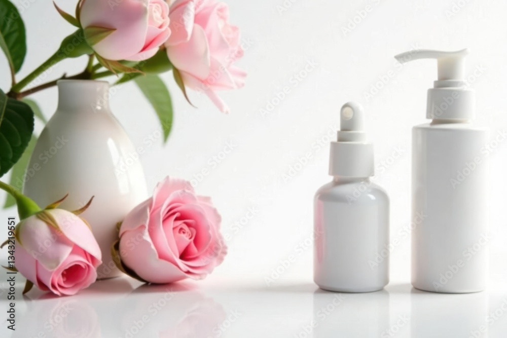 Clean, minimalist white backdrop for cosmetics , smooth, blank Clean, minimalist white backdrop for cosmetics , smooth, blank