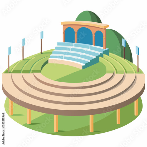 open air amphitheater with curved seating