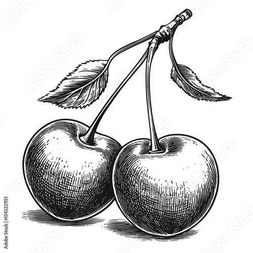 Cherry cherries art drawing vector