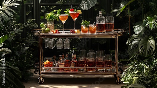 Holiday night interior with a champagne cocktail