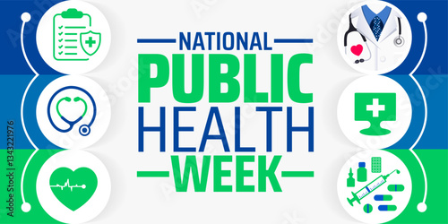 national public health week background banner or poster design template. observed every year in  April. Holiday concept. Use to any Template, card, poster, placard, template.