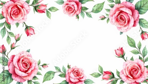 Delicate watercolor roses & leaves, repeating design, print, delicate, surface
