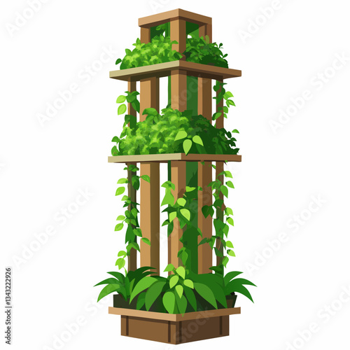 vertical garden tower with lush greenery 