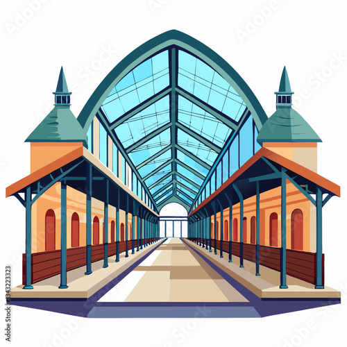 expansive train station with vaulted ceilings