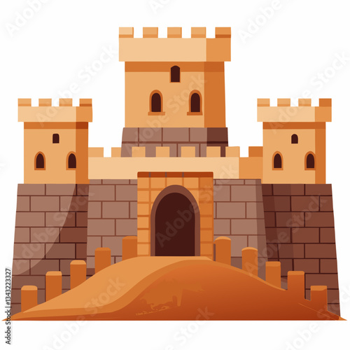 ancient fortress with rugged stone walls 