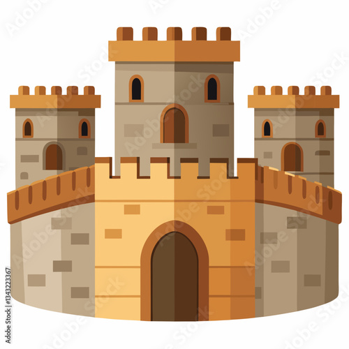 ancient fortress with rugged stone walls 