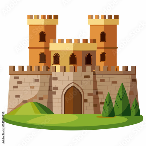 ancient fortress with rugged stone walls 