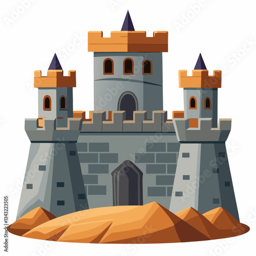 ancient fortress with rugged stone walls 