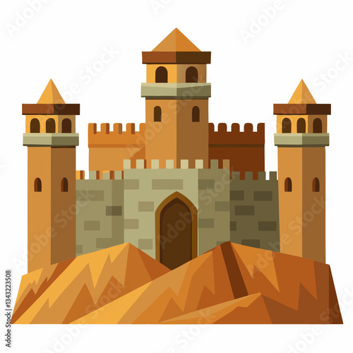 ancient fortress with rugged stone walls 