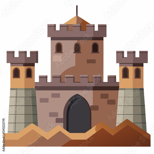 ancient fortress with rugged stone walls 