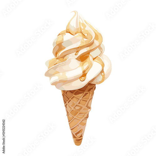 Soft Serve cone illustration dessert vanilla vector