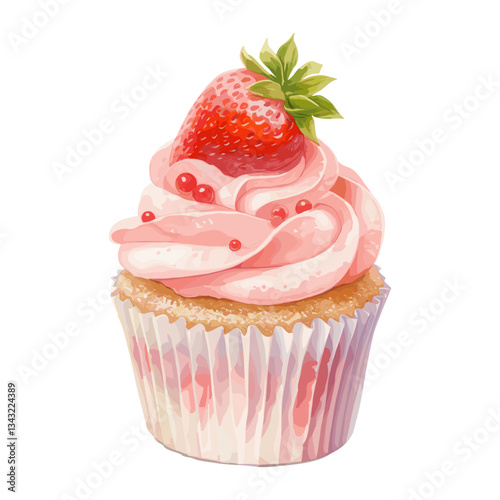 Strawberry Cupcake strawberry cupcake illustration vector photo