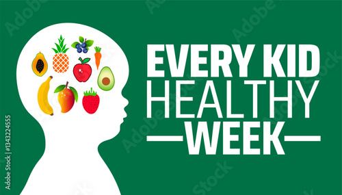 Every Kid Healthy Week background banner or poster design template. observed every year in  April. Holiday concept. Use to any Template, card, poster, placard, template.