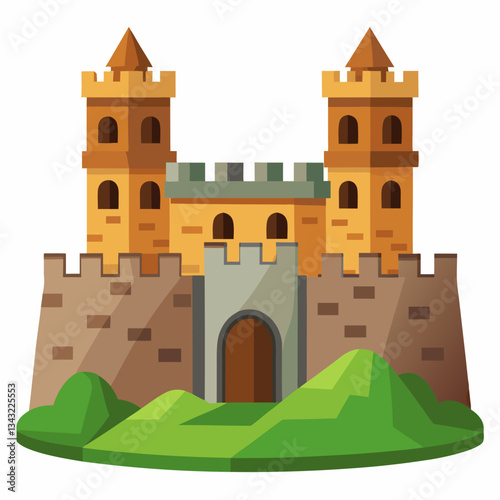 ancient fortress with rugged stone walls 