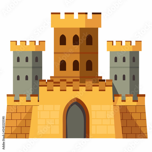 ancient fortress with rugged stone walls 