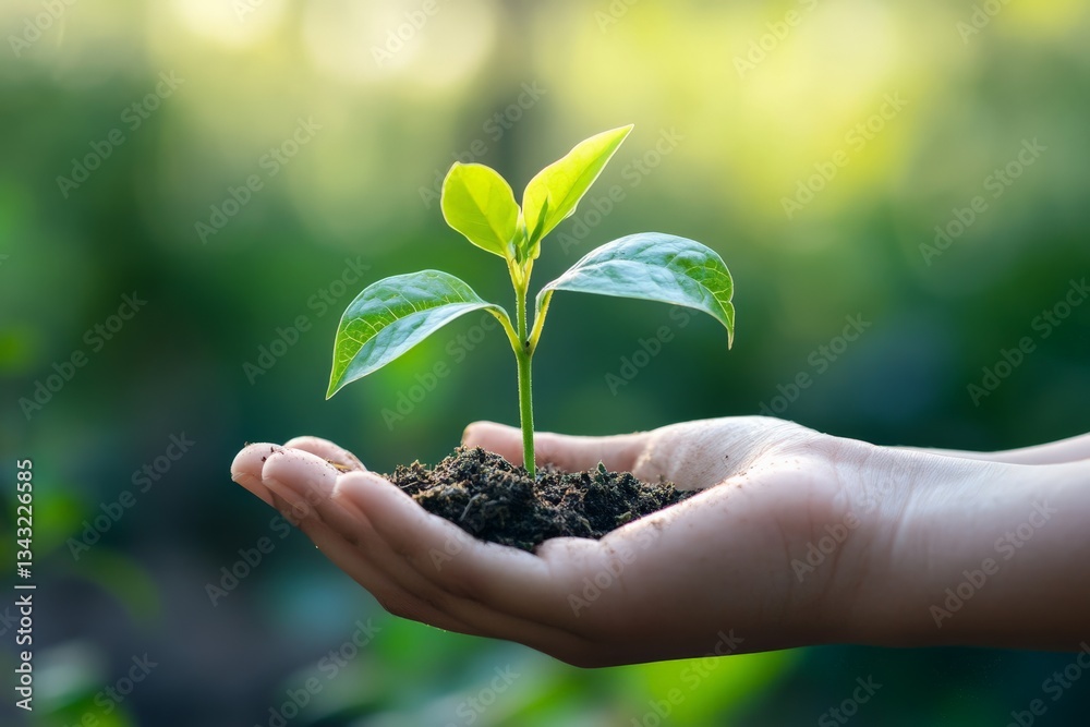A close-up of a hand holding a seedling, symbolizing growth, A close-up of a hand holding a seedling, symbolizing growth,