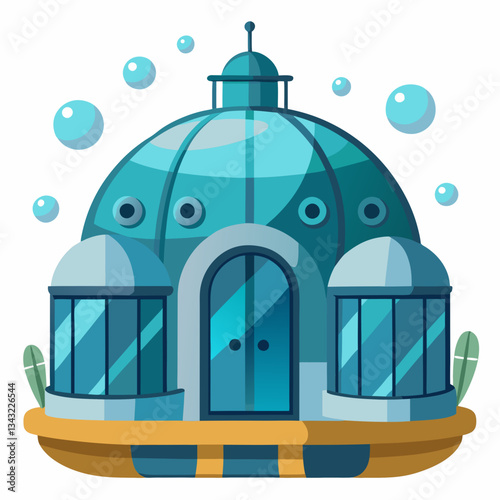 underwater research facility with curved windows 