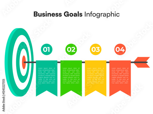 Colorful Banner Milestone Infographic with Arrows and Target Path