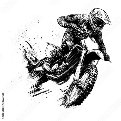 Motocross rider illustration drawing dynamic vector