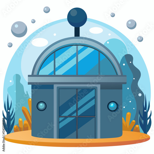 underwater research facility with curved windows 
