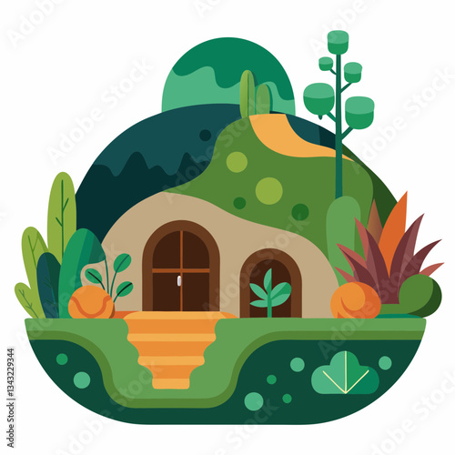 hidden underground home with organic shapes