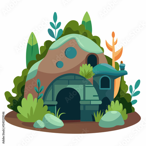 hidden underground home with organic shapes