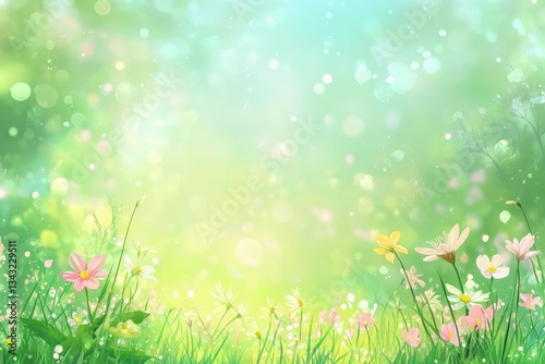 A beautiful vibrant spring meadow filled with lovely colorful flowers