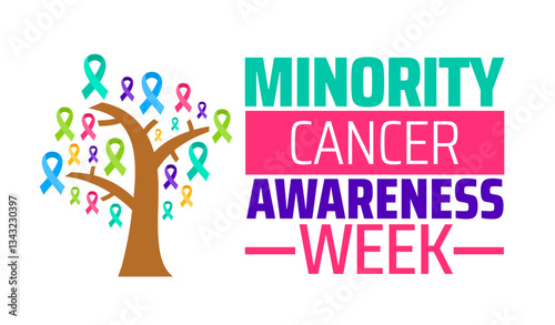 Minority Cancer Awareness Week background banner or poster design template. observed every year in  April. Holiday concept. Use to any Template, card, poster, placard, template.