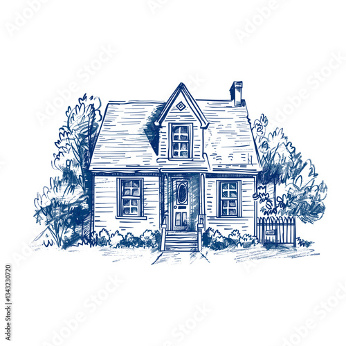 Vintage Cottage drawing illustration cottage vector