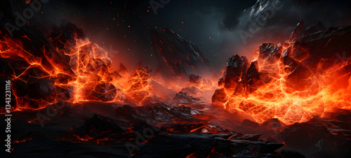 epic Lava Ice battle, ai generative