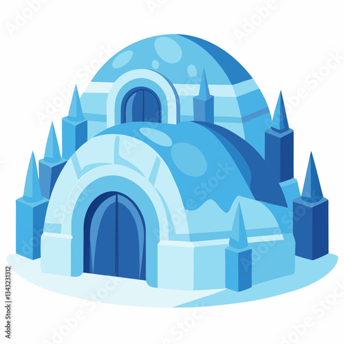 ice hotel with sculpted frozen walls