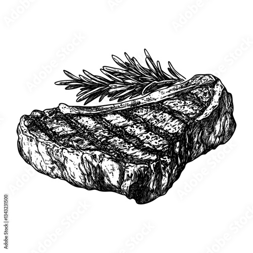 Cooked steak art drawing sketch vector