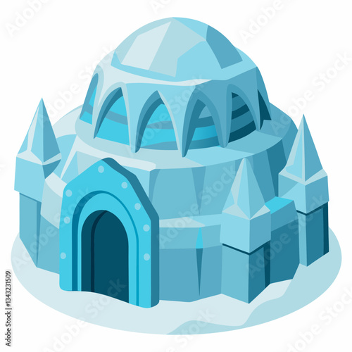 ice hotel with sculpted frozen walls