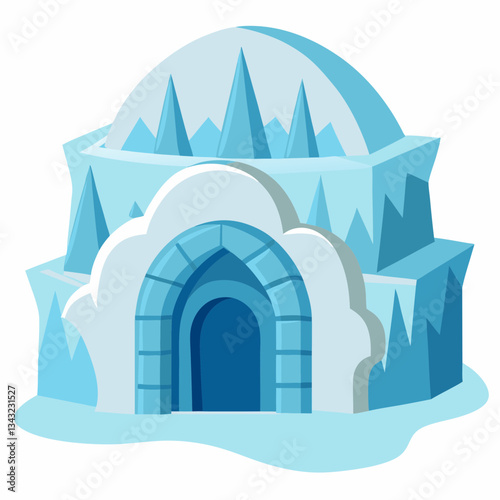 ice hotel with sculpted frozen walls