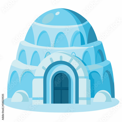 ice hotel with sculpted frozen walls