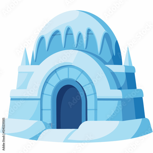 ice hotel with sculpted frozen walls
