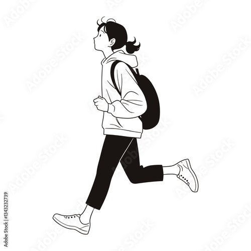 Running full body illustration cartoon person vector