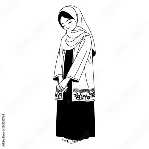 Muslim woman with hiyab illustration clothing fashion vector