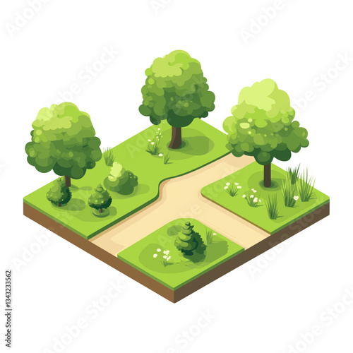 Forest and garden isometric landscape nature vector