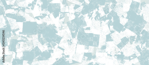Retro texture blue white geometric stamp textured fun cool tone wallpaper illustration, wide background or banner design