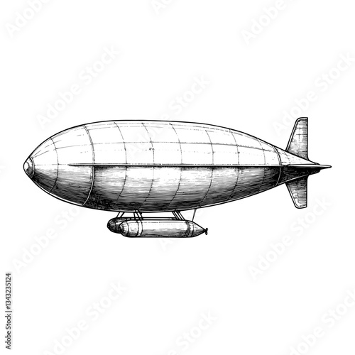 Vintage airship aircraft vintage line vector