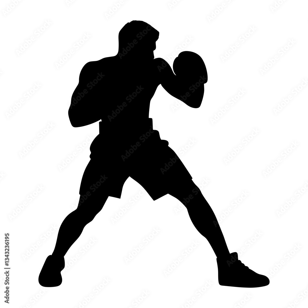 Obraz premium Boxing player silhouette illustration athletic vector