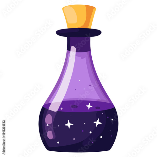 Purple witch potion bottle illustration style cosmetics vector