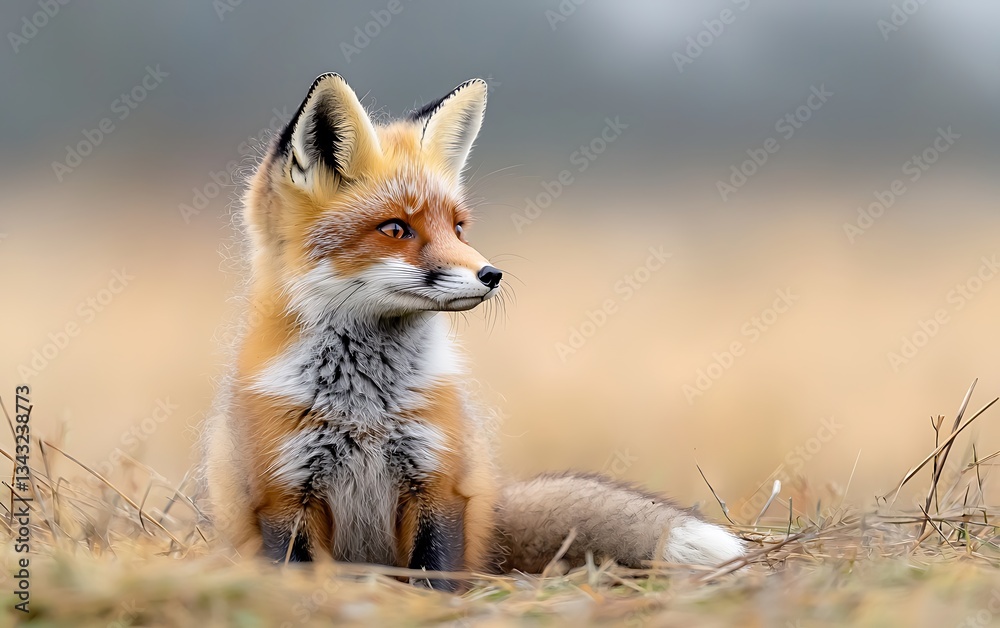 Red fox cub in a natural setting Red fox cub in a natural setting